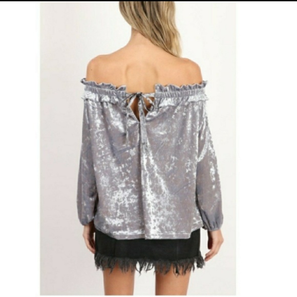 off the shoulder crushed velvet tops ❤ $firm - Picture 2 of 3